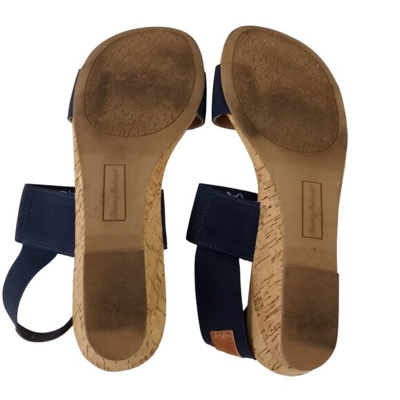 Tommy Bahama DALLIS Navy Blue Cork Wedge Slip On Sandals - Picture 7 of 9